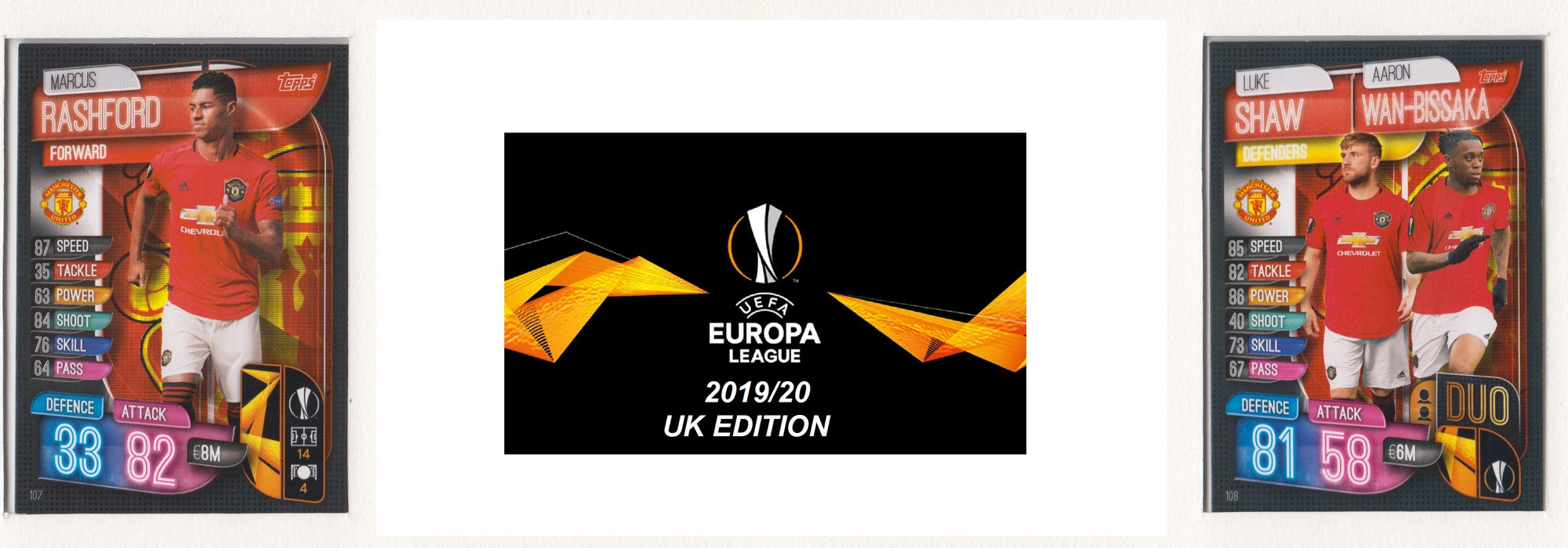 MANCHESTER UNITED - KOMPLETT SETT MED TOPPS MATCH ATTAX EUROPA LEAGUE 2019/20 - UK EDITION