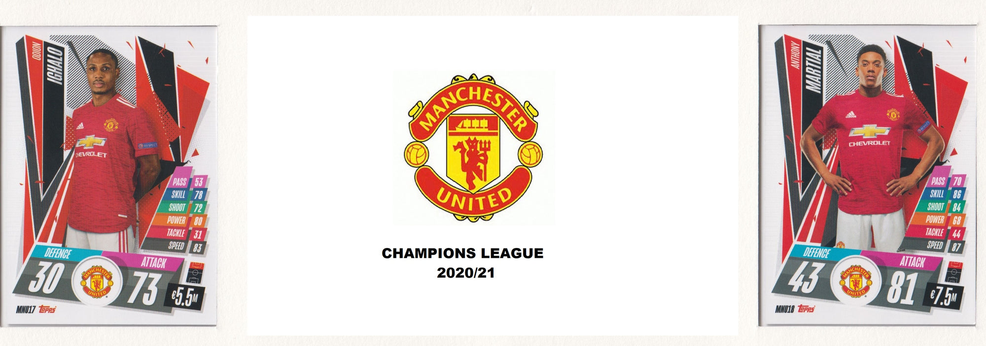 MANCHESTER UNITED KOMPLETT SETT MED TOPPS CHAMPIONS LEAGUE 2020/21