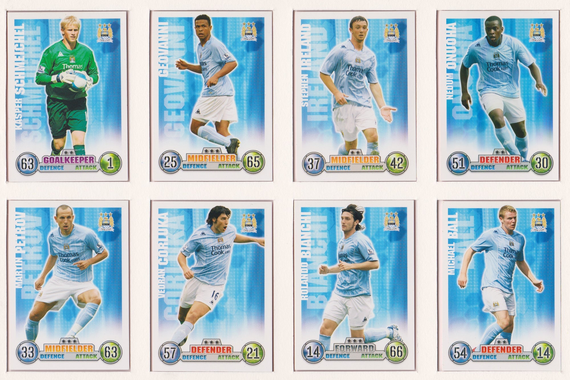 000. MANCHESTER CITY - KOMPLETT SETT MED FOTBALLKORT FRA MATCH ATTAX 2007/08