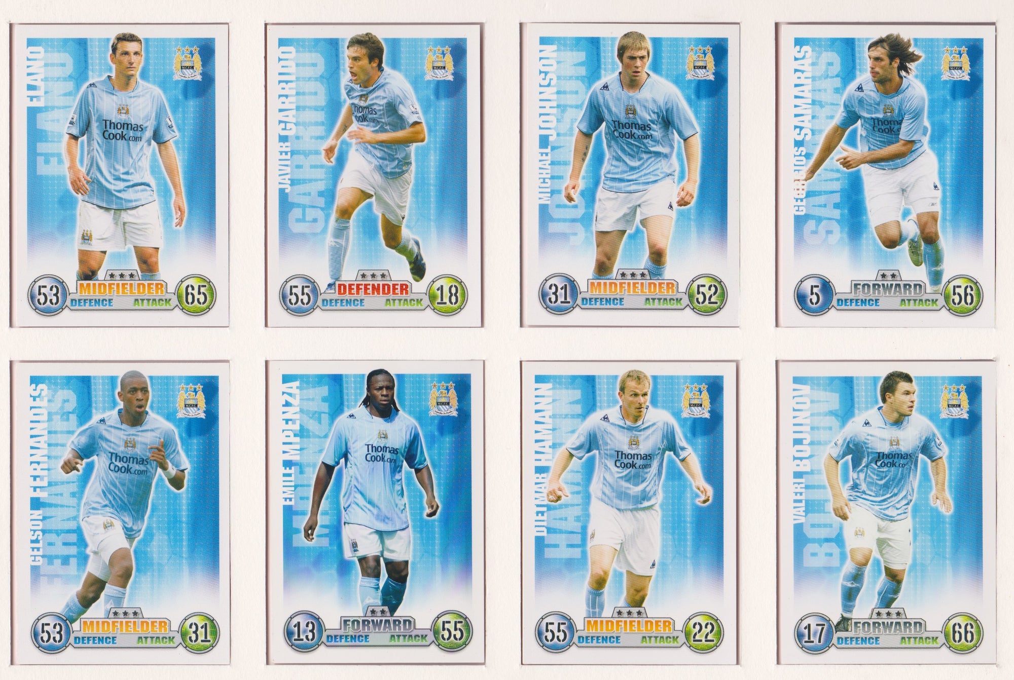 000. MANCHESTER CITY - KOMPLETT SETT MED FOTBALLKORT FRA MATCH ATTAX 2007/08