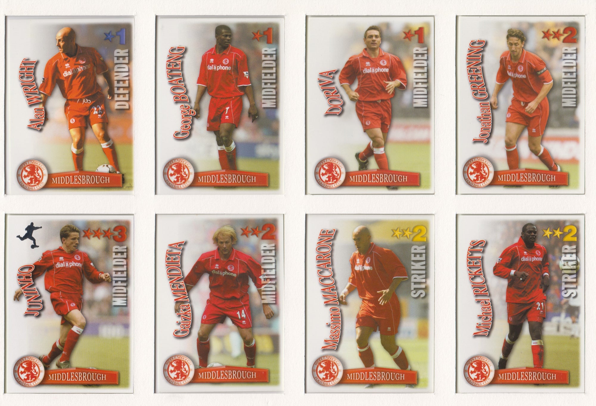 000. MIDDLESBROUGH - KOMPLETT SETT MED SHOOT OUT PREMIER LEAGUE 2003/04