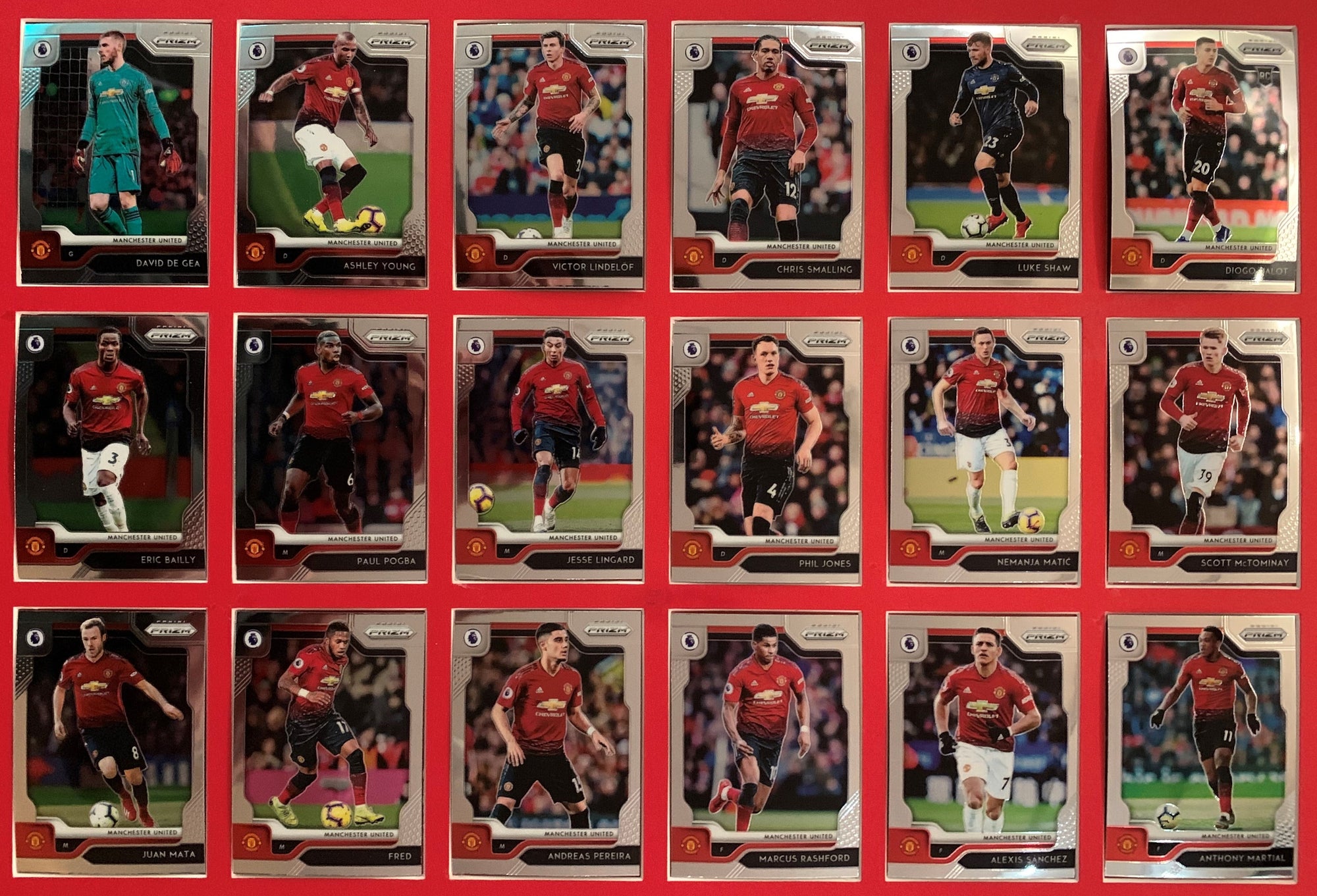 000. MANCHESTER UNITED -  KOMPLETT SETT MED PANINI PRIZM PREMIER LEAGUE 2019/20