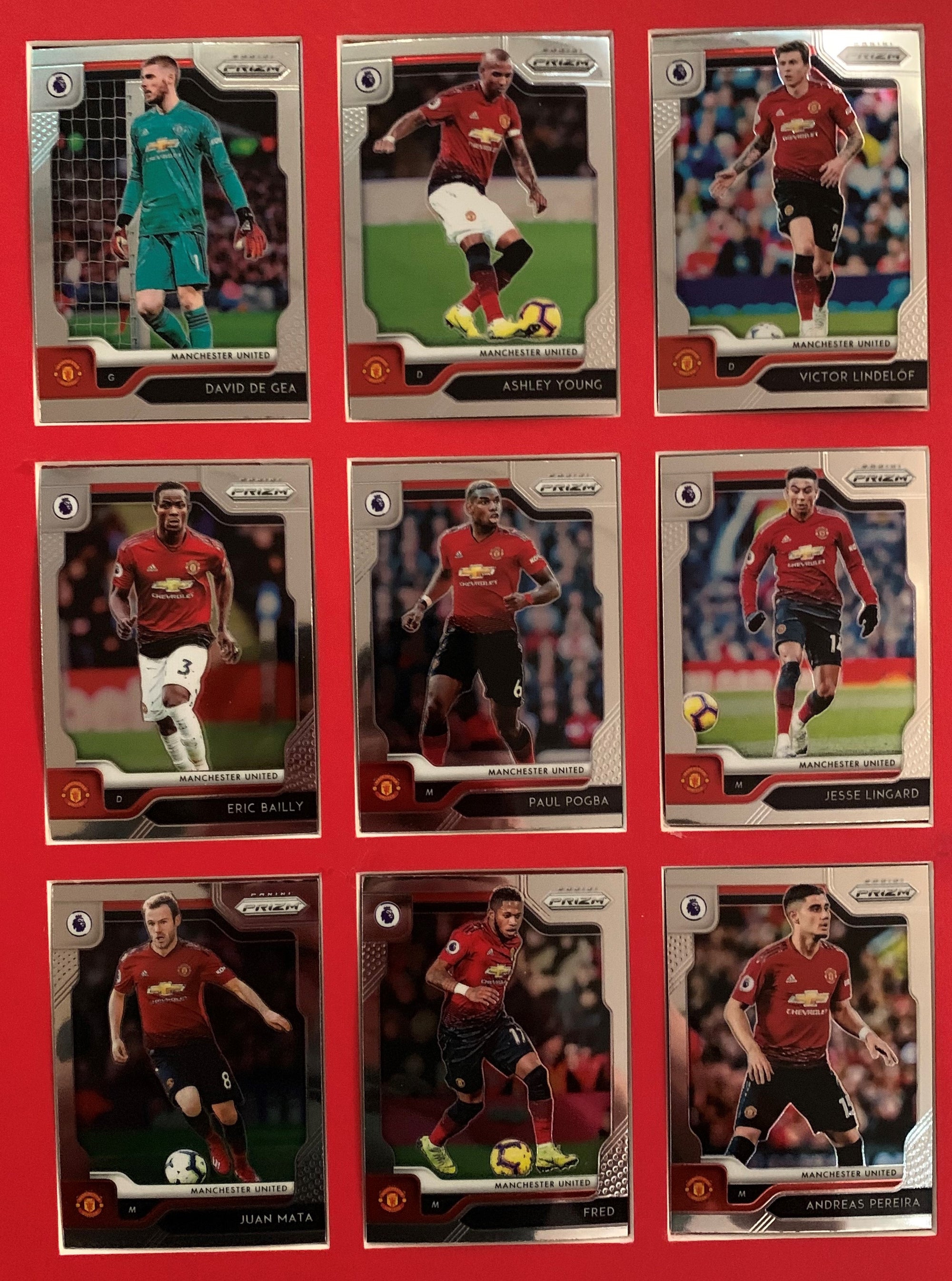 000. MANCHESTER UNITED -  KOMPLETT SETT MED PANINI PRIZM PREMIER LEAGUE 2019/20