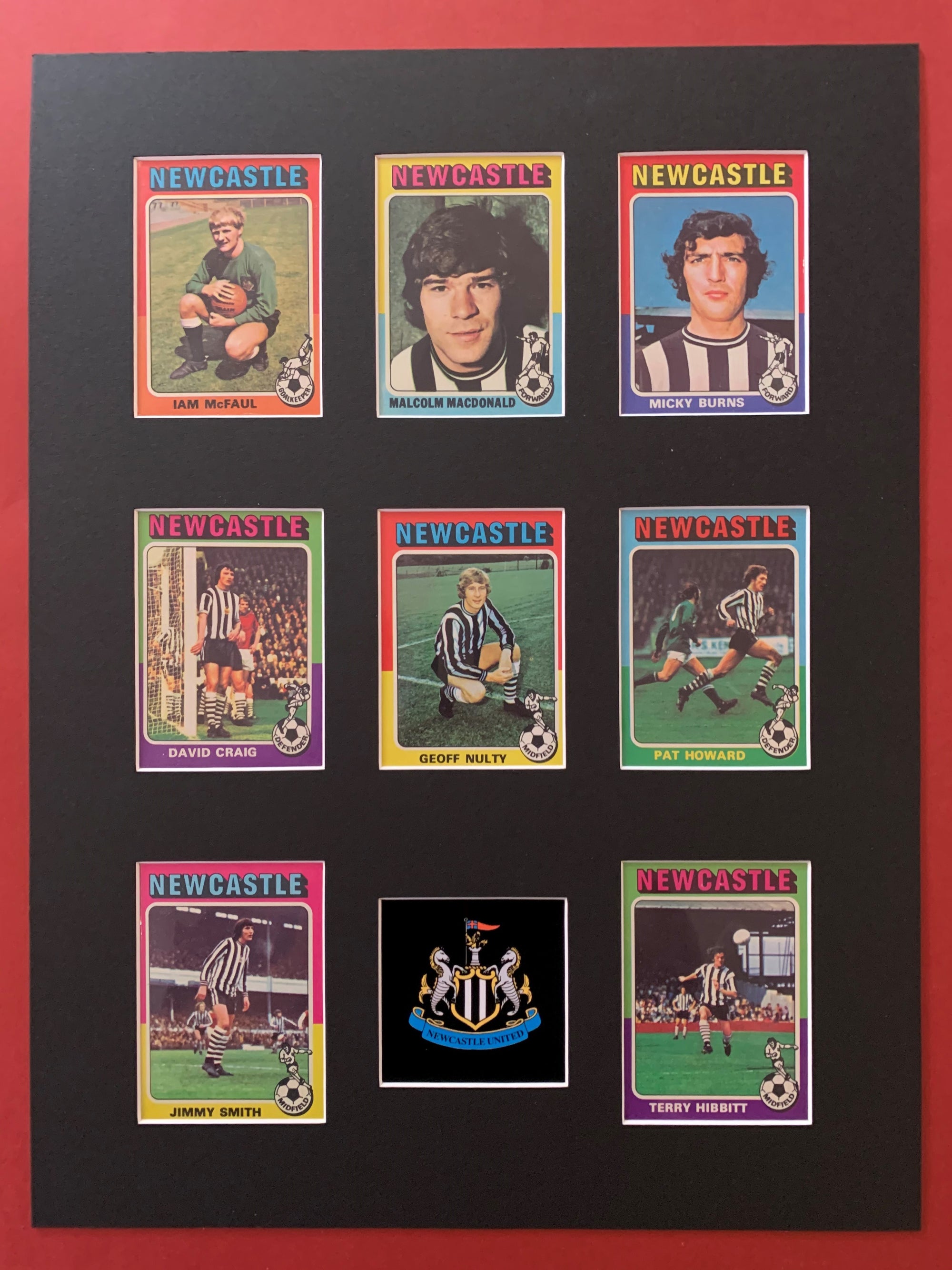 NEWCASTLE UNITED FOTBALLKORTMONTASJE FRA TOPPS 1975/76