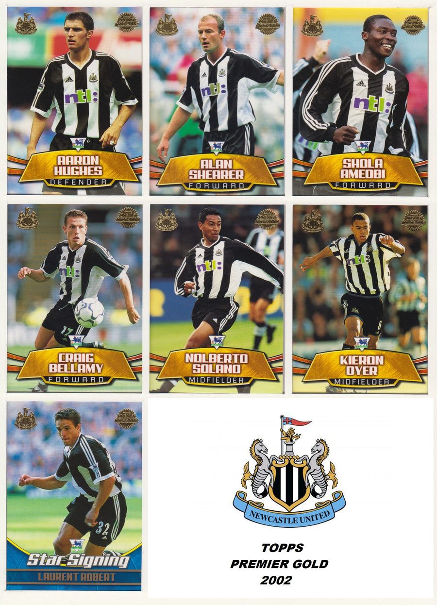 000. NEWCASTLE UNITED  - KOMPLETT SETT MED FOTBALLKORT TOPPS PREMIER GOLD 2002