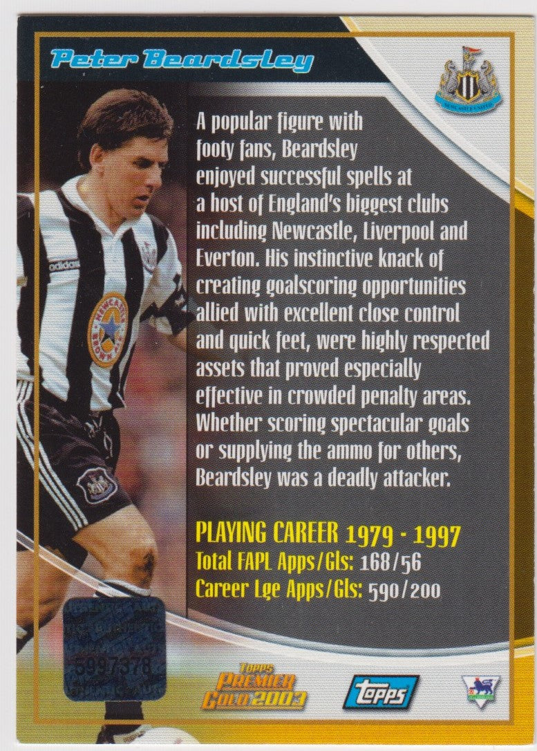 L4 - PETER BEARDSLEY - NEWCASTLE UNITED - LEGENDS - AUTOGRAPHED