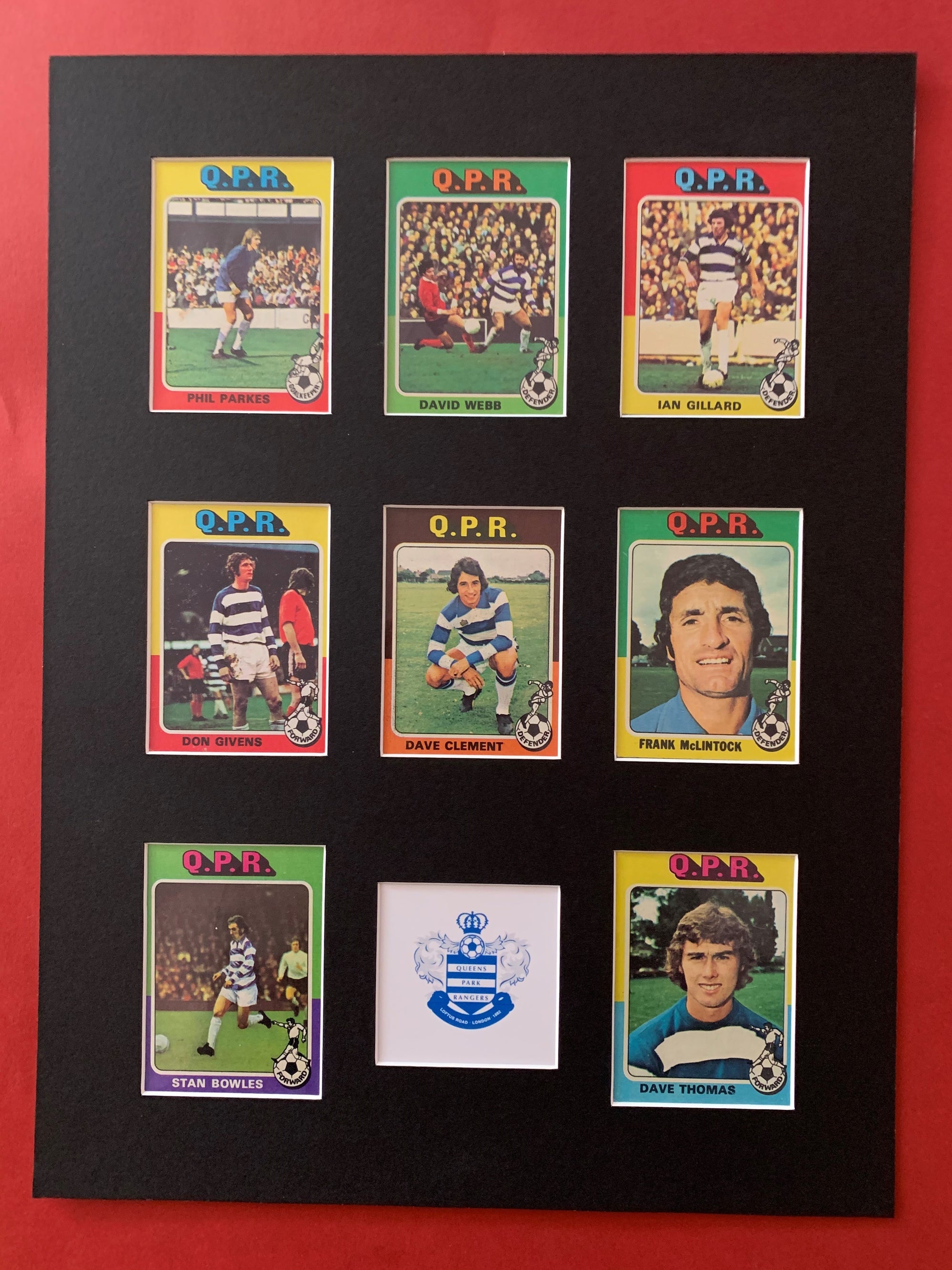OUEENS PARK RANGERS FOTBALLKORTMONTASJE FRA TOPPS 1975/76