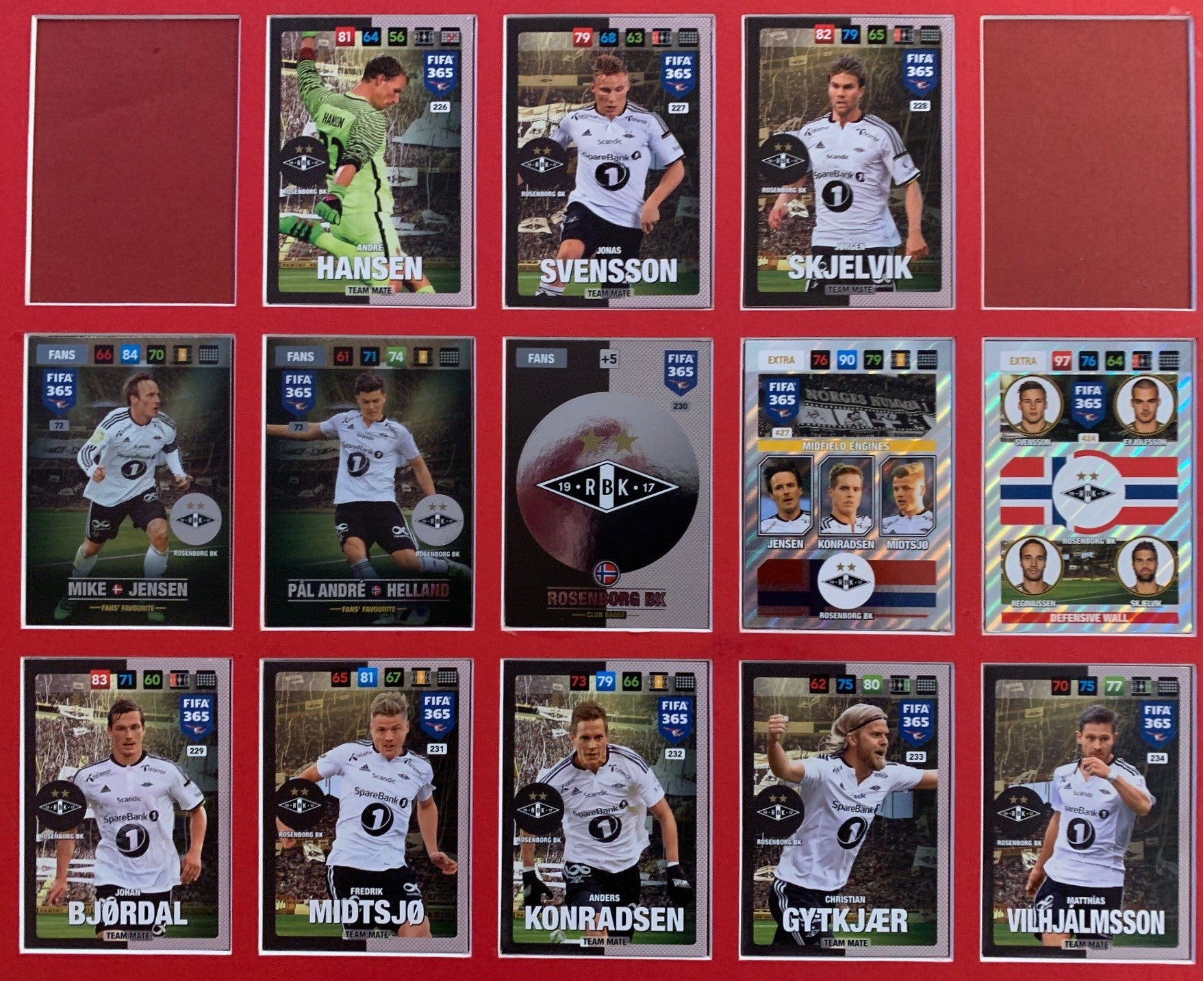 000. ROSENBORG BK KOMPLETT SETT MED TEAM MATES + 5 SPESIALKORT