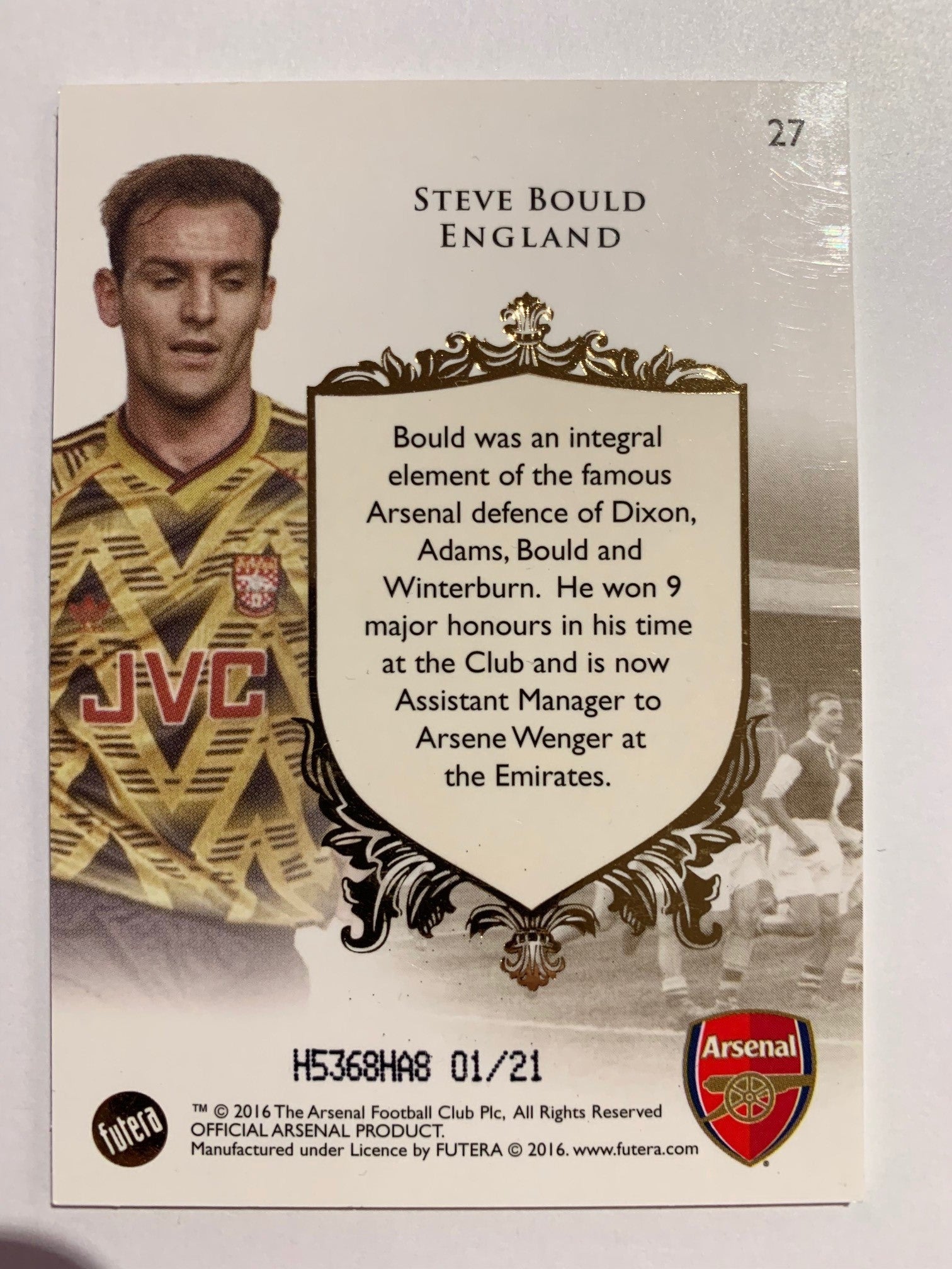 000. SILVER 027. STEVE BOULD - ARSENAL - FUTERA 2016 "THE GREATS" SILVER #21