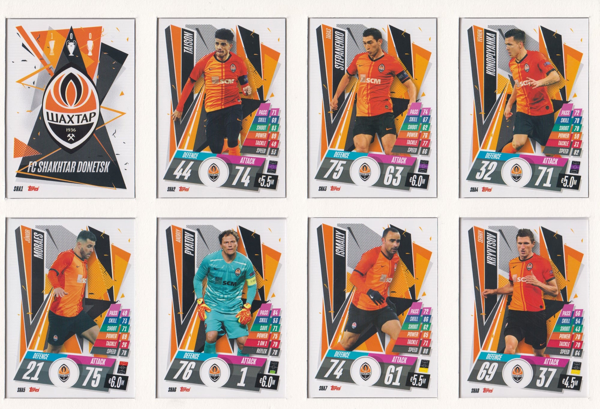 FC SHAKTAR DONTESK KOMPLETT SETT MED TOPPS CHAMPIONS LEAGUE 2020/21