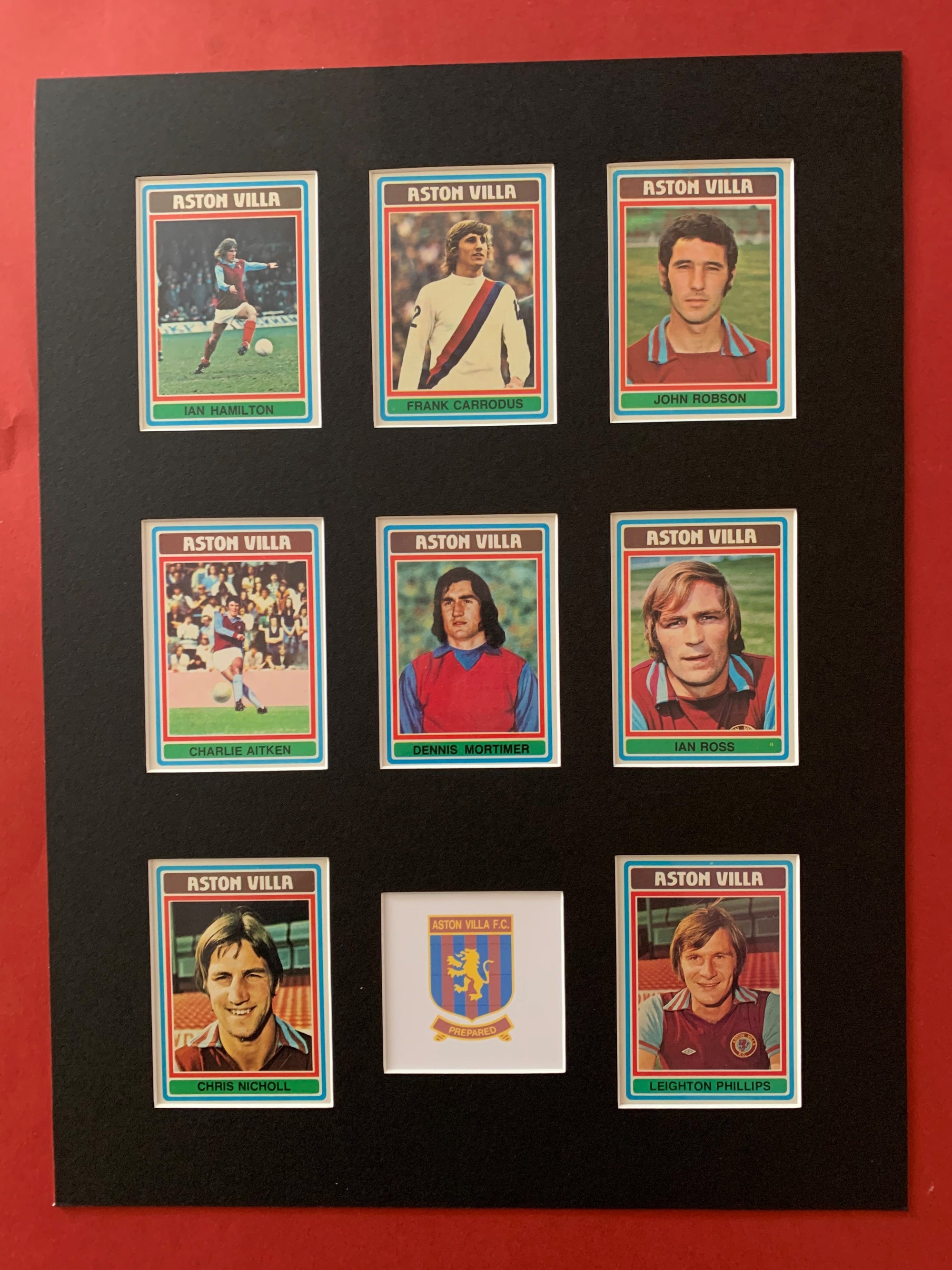 ASTON VILLA FOTBALLKORTMONTASJE FRA TOPPS 1976/77