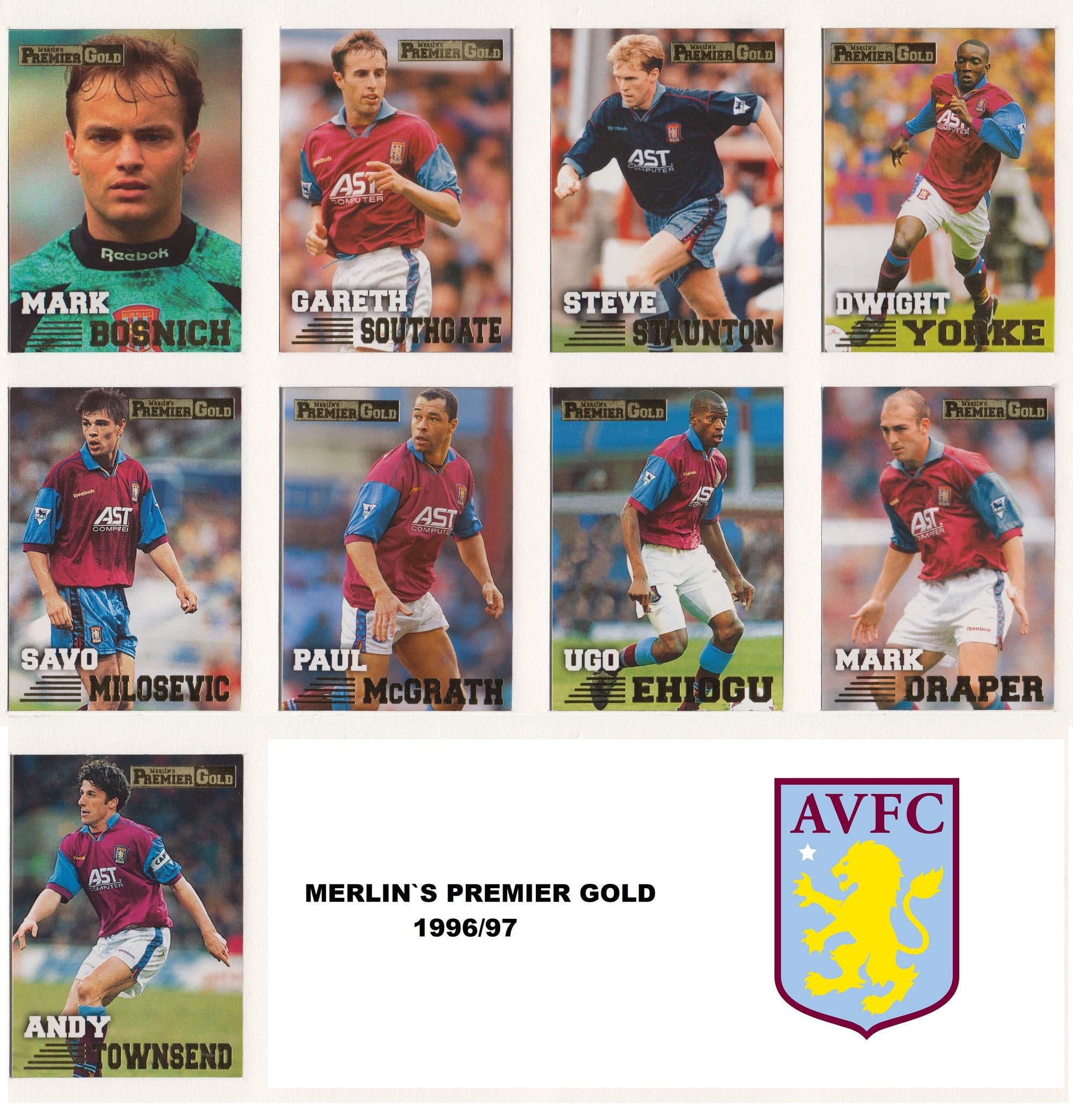 000. ASTON VILLA - KOMPLETT SETT MERLIN`S PREMIER GOLD 1996/97