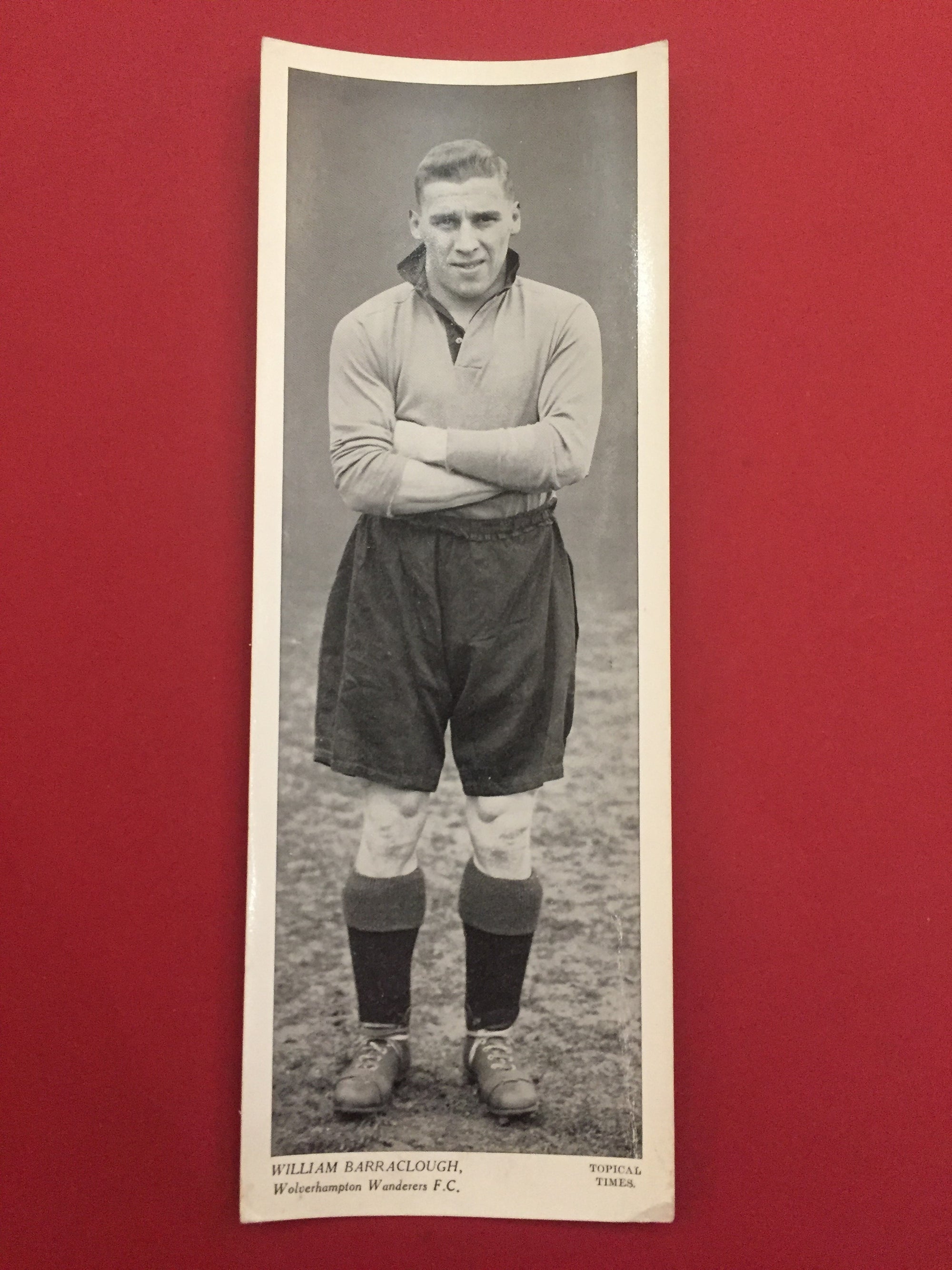 WILLIAM BARRACLOUGH - WOLVERHAMPTON WANDERERS - ORGINALT FOTBALLKORT FRA 1939