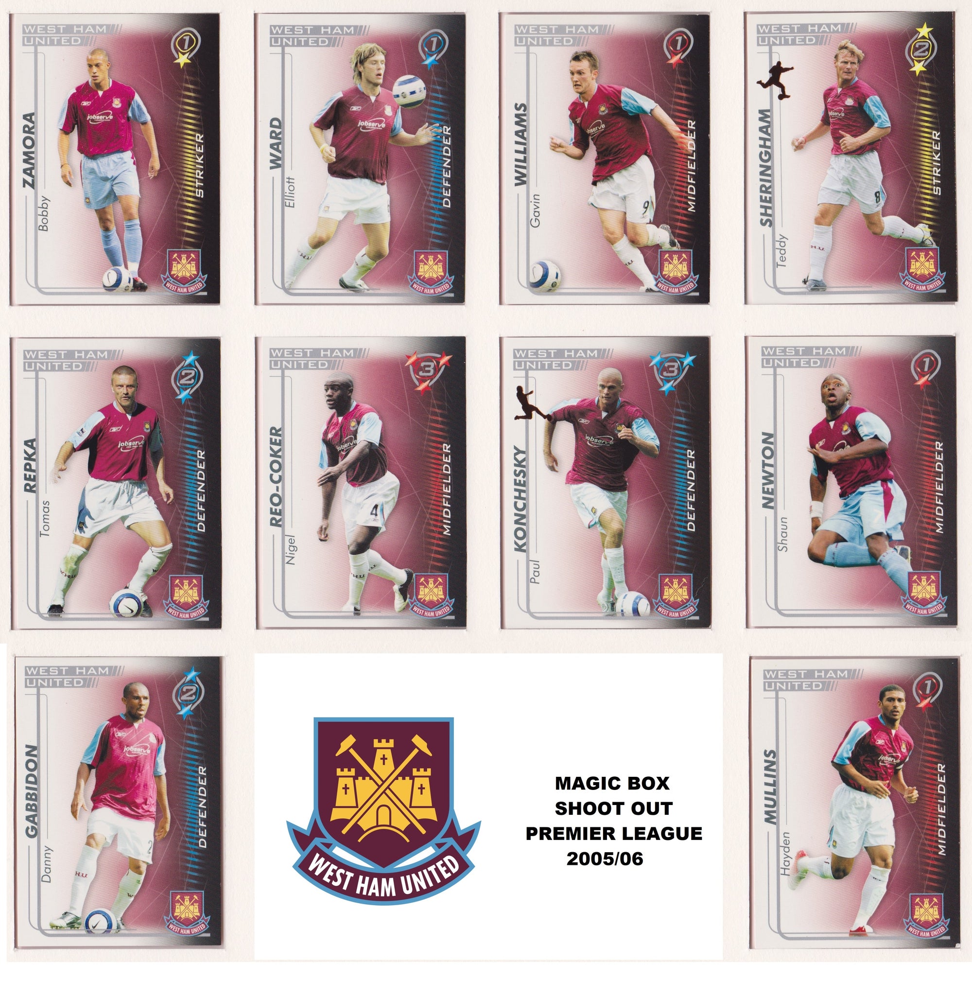 000. WEST HAM UNITED - KOMPLETT SETT MED SHOOT OUT PREMIER LEAGUE 2005/06