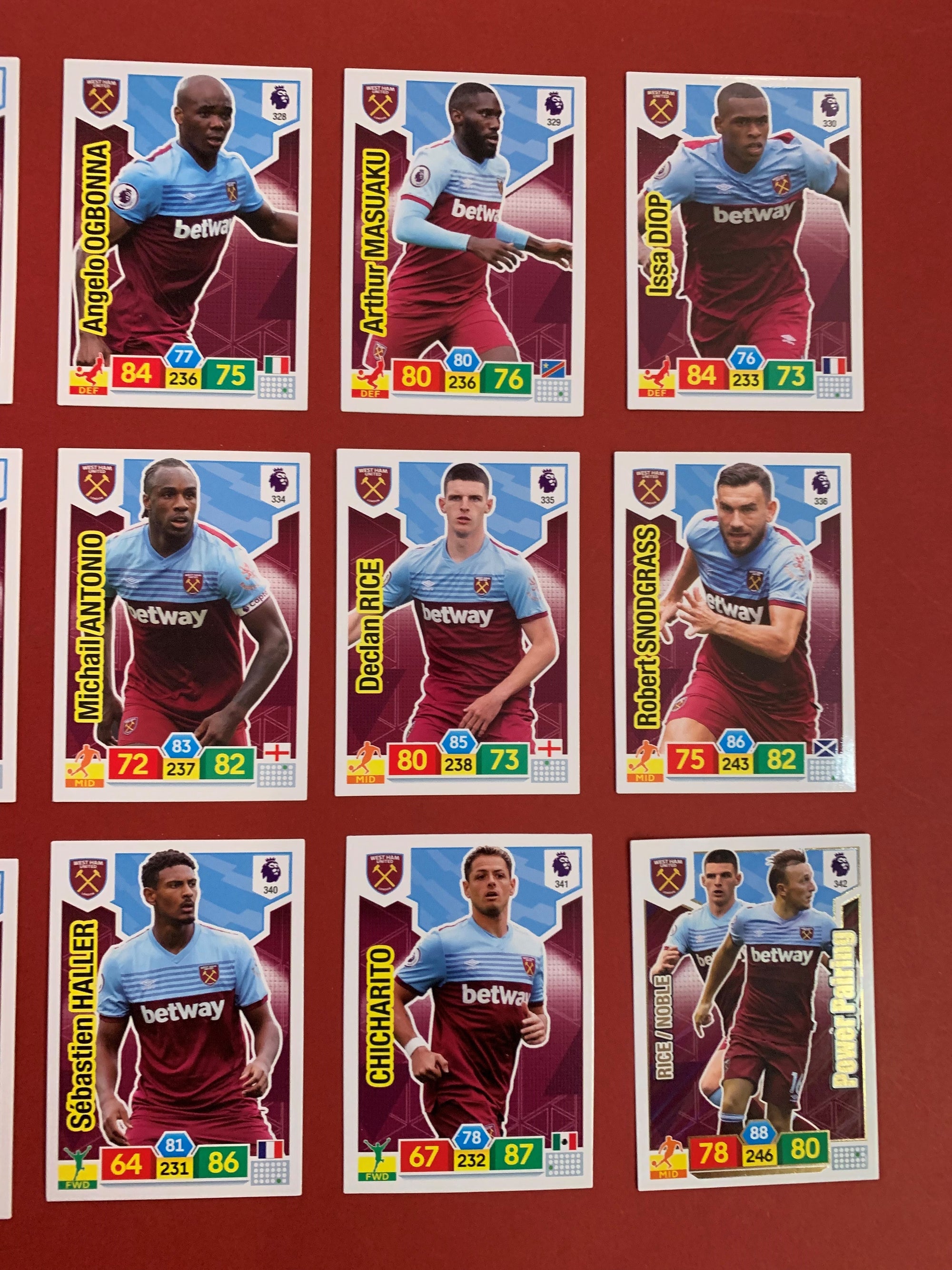 000. WEST-HAM UNITED - KOMPLETT SETT PANINI PREMIER LEAGUE ADRENALYN 2019/20