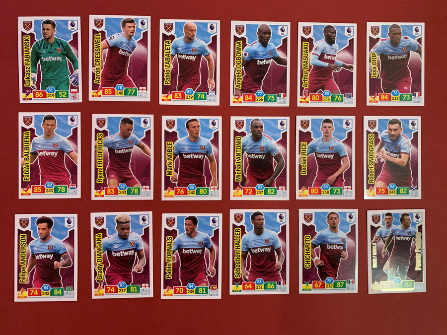 000. WEST-HAM UNITED - KOMPLETT SETT PANINI PREMIER LEAGUE ADRENALYN 2019/20