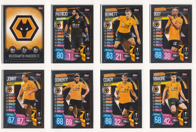 WOLVERHAMPTON WANDERERS - KOMPLETT SETT MED TOPPS MATCH ATTAX EUROPA LEAGUE 2019/20 - UK EDITION