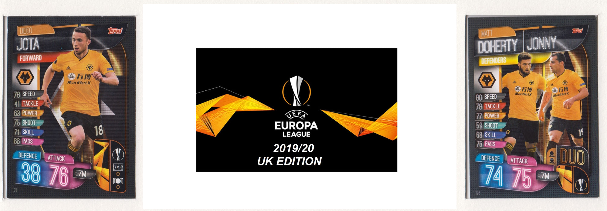 WOLVERHAMPTON WANDERERS - KOMPLETT SETT MED TOPPS MATCH ATTAX EUROPA LEAGUE 2019/20 - UK EDITION